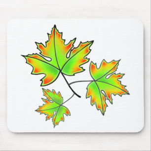 Tapis De Souris Feuilles d'automne rouge vert orange feuilles