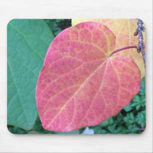 Tapis De Souris Feuilles de coeur de jaune rouge vert -