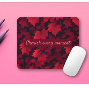 Tapis De Souris Feuilles de l'automne rouge vif