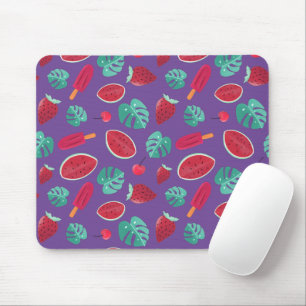 Tapis De Souris Feuilles de pavot, cerise, fraise et pastèque