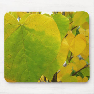 Tapis De Souris Feuilles de redbud jaunes et vertes