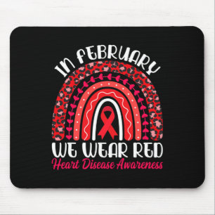 Tapis De Souris Février Nous Portons Red Rainbow - Maladie cardiaq