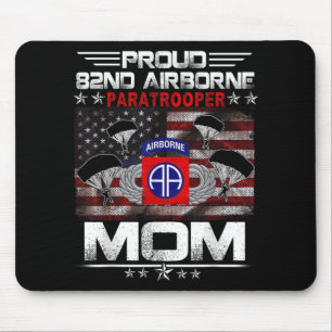 Tapis De Souris Fier 82e parachutiste aéroporté Maman Us Drapeau -