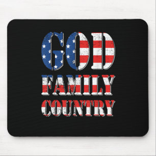 Tapis De Souris Fier Américain US Drapeau Dieu Famille Pays