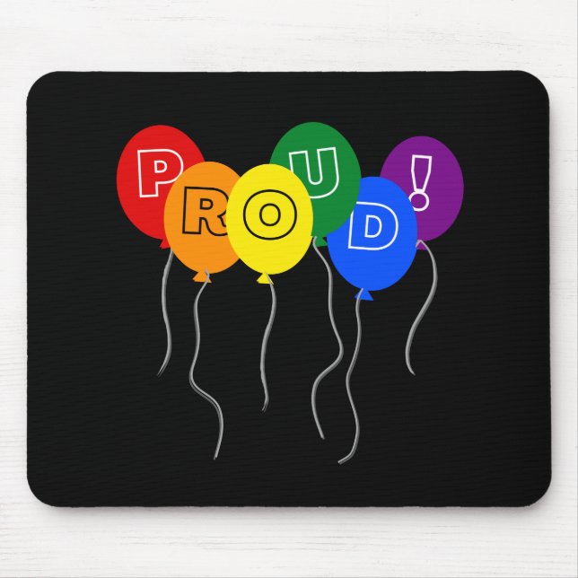 Tapis De Souris Fiers ballons couleur LGBTQ Pride - Noir (Devant)