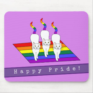 Tapis De Souris Fierté des chats LGBT avec drapeau arc-en-ciel