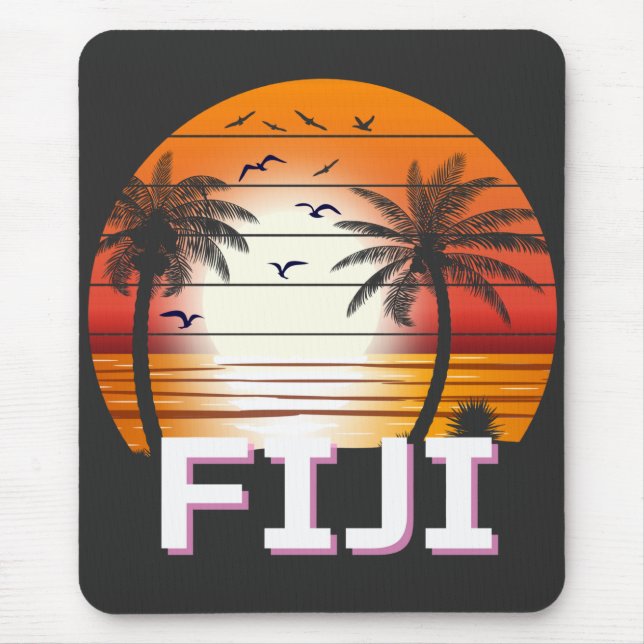 Tapis De Souris Fiji Vintage Palm Trees Summer Beach (Devant)