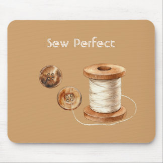 Tapis De Souris Fil à coudre boutons parfait crème marron ivoire
