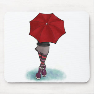 Tapis De Souris fille avec des parapluies carpette