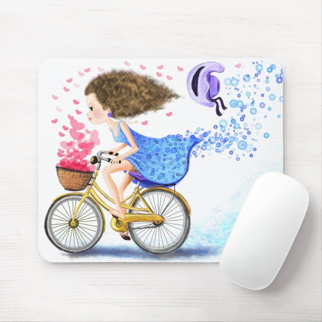 Tapis De Souris Fille avec la souris à vélo (Avec souris)