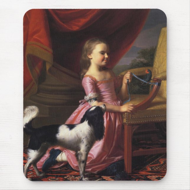 Tapis De Souris Fille avec un oiseau et un chien (John Singleton C (Devant)