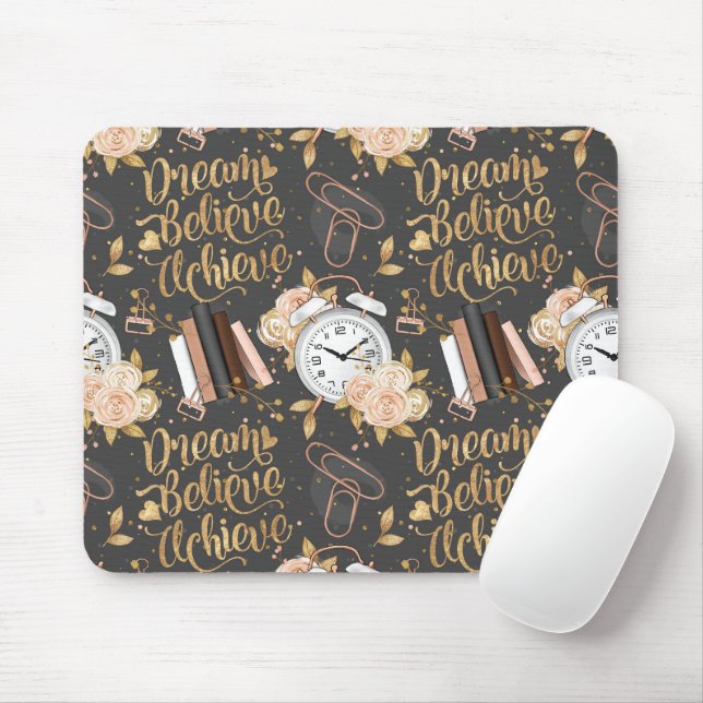 Tapis De Souris Fille Boss Mousepad - Rêver, Croire, Atteindre (Avec souris)