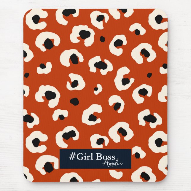 Tapis De Souris Fille Boss Personnalisé Gras Empreinte de léopard (Devant)