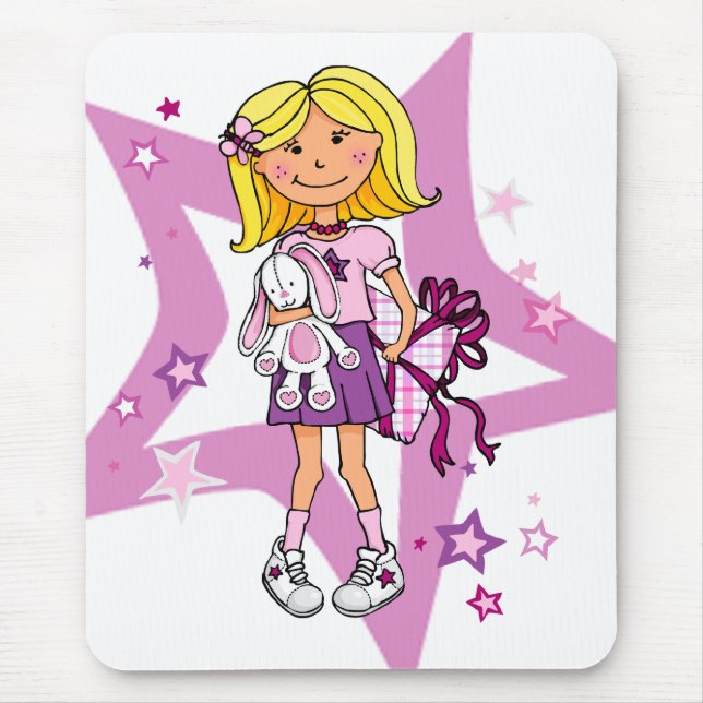 Tapis De Souris Fille Cadeau blonde fille Souris Pad (Devant)