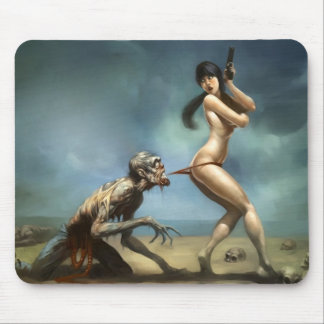 tapis de souris fille chaude attaque de zombie