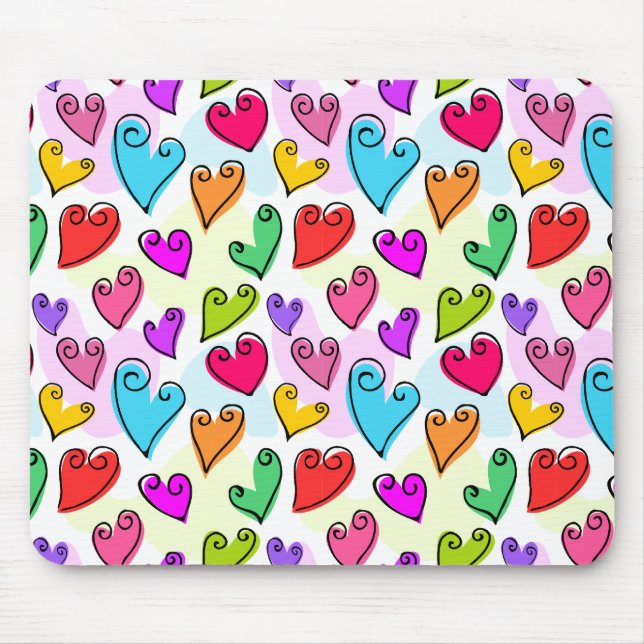 Tapis De Souris Fille Coeurs Vibrants Cute Romantic Valentines Day (Devant)