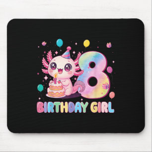 Tapis De Souris Fille de 8 ans d'anniversaire Axolotl mignon 8 ans