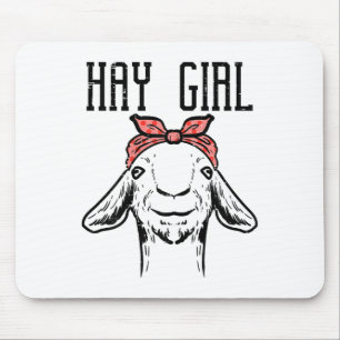 Tapis De Souris Fille de foin Chèvre amusante ferme animaux filles