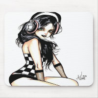 Fille de Goth avec des écouteurs Mousepad