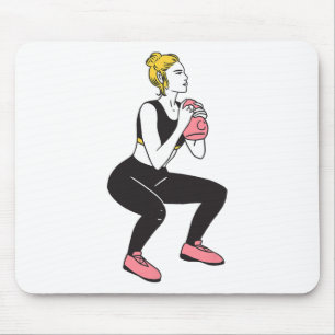 Tapis De Souris Fille de jour de jambe de culturiste Kettlebells F