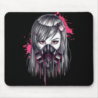 Tapis De Souris Fille de Masque au gaz néon