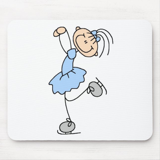 Tapis De Souris Fille de patineur de glace dans Mousepad bleu (Devant)