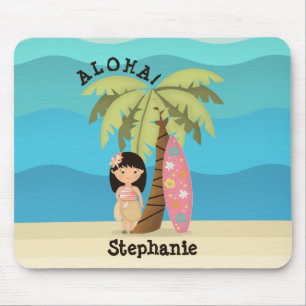 Tapis De Souris Fille de surfer hawaïenne
