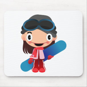 Tapis De Souris Fille de surfeur de bande dessinée