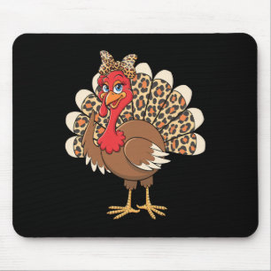 Tapis De Souris Fille dinde de Thanksgiving Art animalier d'automn