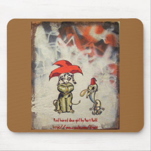 Tapis De Souris Fille d'une chevelure rouge Mousepad de Dino