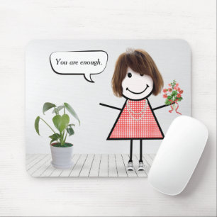 Tapis De Souris Fille en bâtonnets avec citation d'inspiration