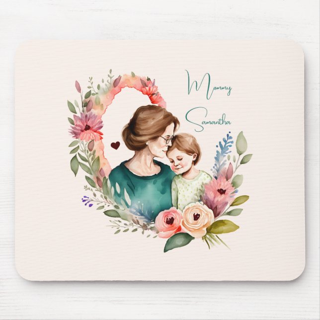 Tapis De Souris Fille et mère florales personnalisées (Devant)