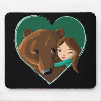 Tapis De Souris Fille étreignant l'ours