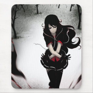 Tapis De Souris Fille foncée d'Anime - sur le blanc