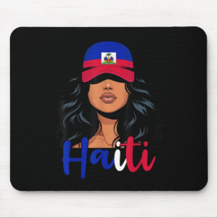 Tapis De Souris Fille haïtienne Drapeau Haïti Fière Femmes Haïtien