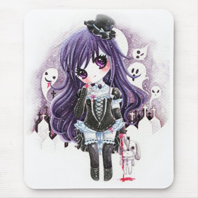 Tapis De Souris Fille mignonne de vampire avec les fantômes et le (Devant)