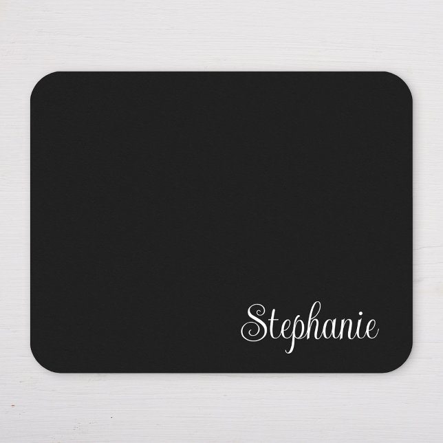 Tapis De Souris Fille noire et blanche Nom moderne (Personalized Black and White Mousepad)