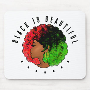 Tapis De Souris Fille noire panafricaine femme rouge vert fierté a
