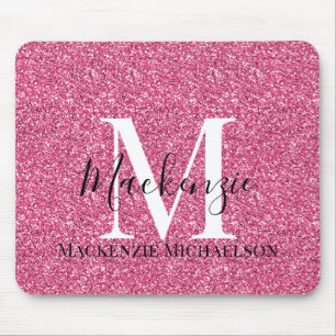 Tapis De Souris Fille Parties scintillant rose Nom du monogramme