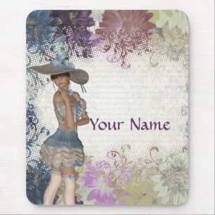 Tapis De Souris Fille romantique de rose de l'anglais