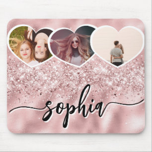 Tapis De Souris Fille Rose Parties scintillant or Nom personnalisé