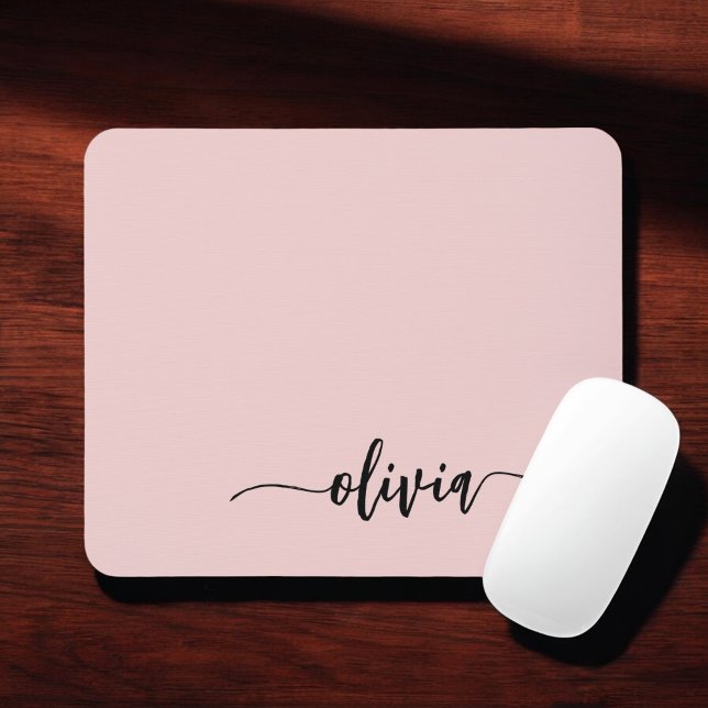 Tapis De Souris Fille rose rousse Vierge Script Monogramme Nom Mod (Créateur téléchargé)