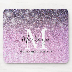 Tapis De Souris Fille rose violet Ombre Parties scintillant Nom du