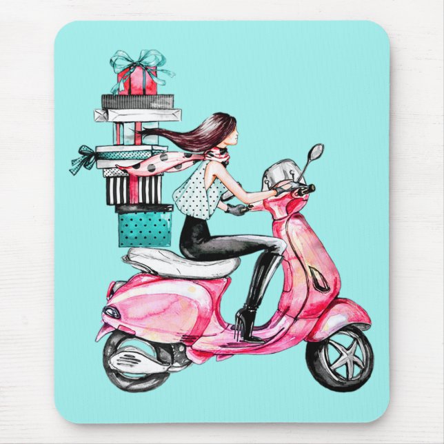 Tapis De Souris Fille sur scooter (Devant)
