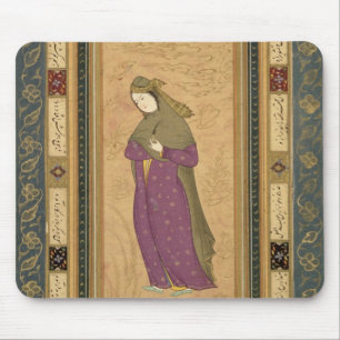 Tapis De Souris Fille tenant un aigrette, de la grande aube de