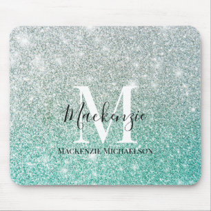 Tapis De Souris Fille vert argent Ombre Parties scintillant Nom du