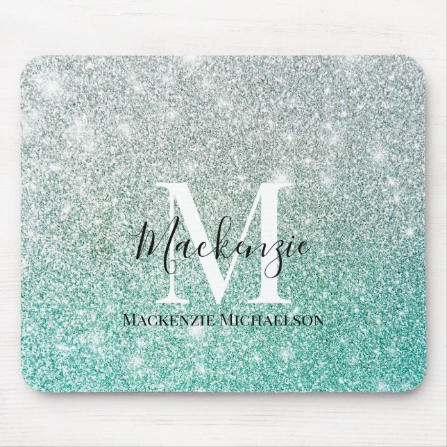 Tapis De Souris Fille vert argent Ombre Parties scintillant Nom du (Devant)