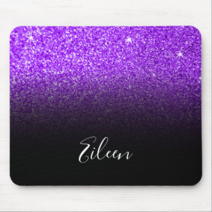 Tapis De Souris Fille violet pailleté faux paillettes noir ombré