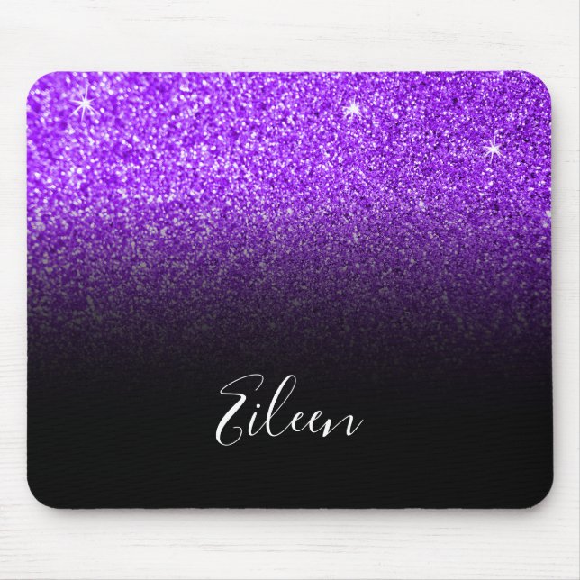 Tapis De Souris Fille violet Sparkly Faux Parties scintillant noir (Devant)