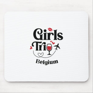 Tapis De Souris Filles de vin mignonnes voyage Belgique vacances
